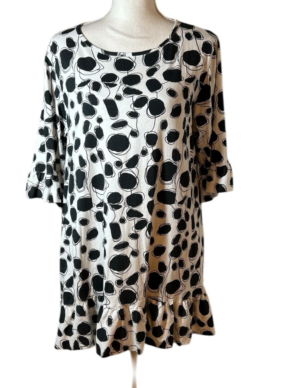 Cupcake Black and White Polka Dot Ruffle Hem Mini Dress
